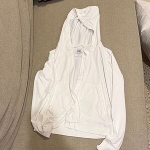 Athleta Girl White Ribbed Zip-Up Jacket
